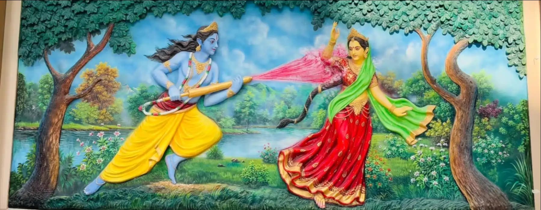   holi with radha at chaar dham temple vrindavan