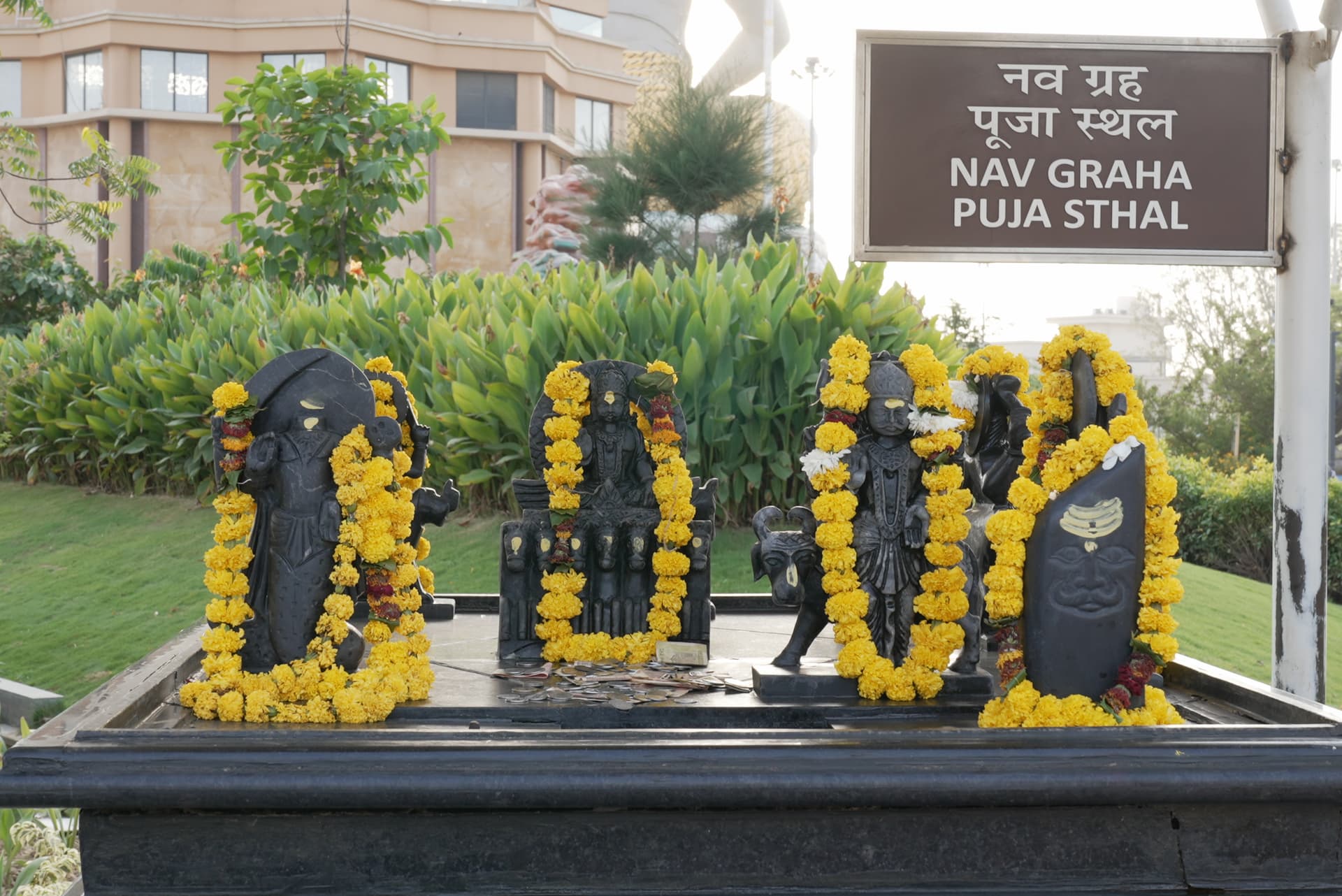 Navgrah Puja at Chaar Dham Temple Vrindavan with rituals dedicated to the nine planets.