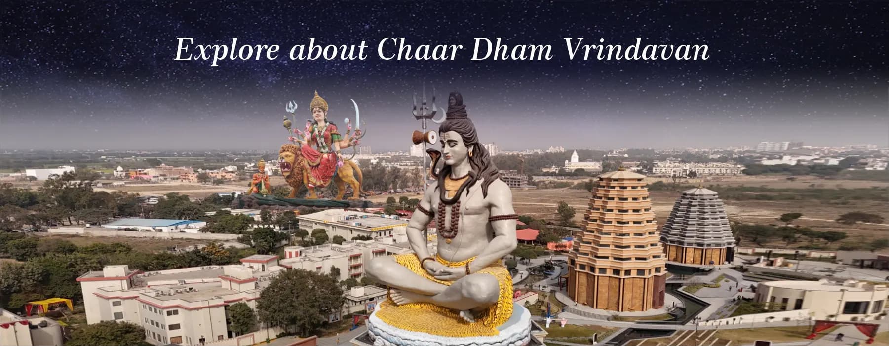 J K Art Gallery at Chaar Dham Temple Vrindavan showcasing spiritual artworks.