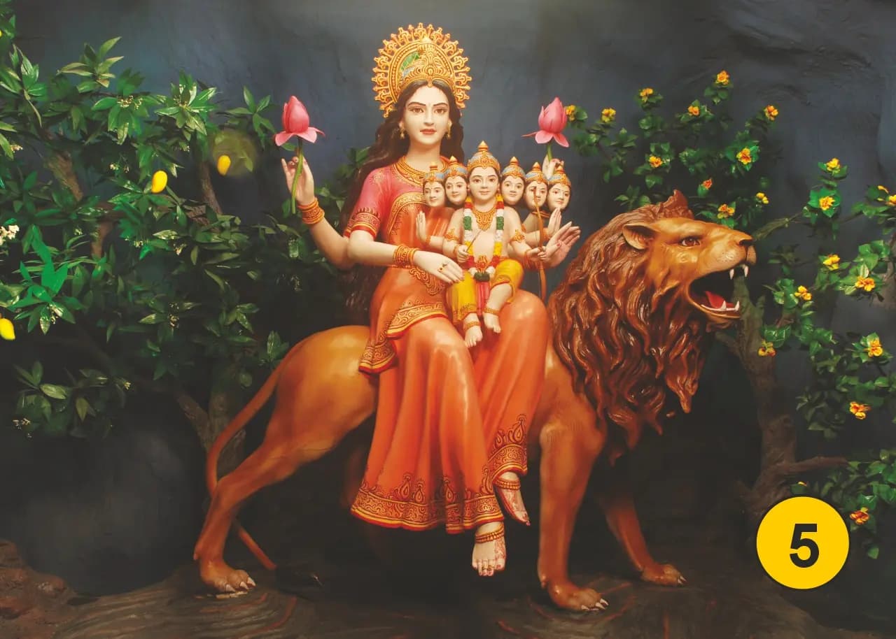 Maa Skanda Mata Temple at Chaar Dham Vrindavan blessing devotees with prosperity.