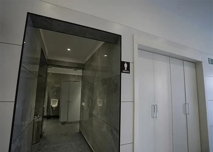 Restrooms and public toilets at Chaar Dham Temple Vrindavan for visitors.