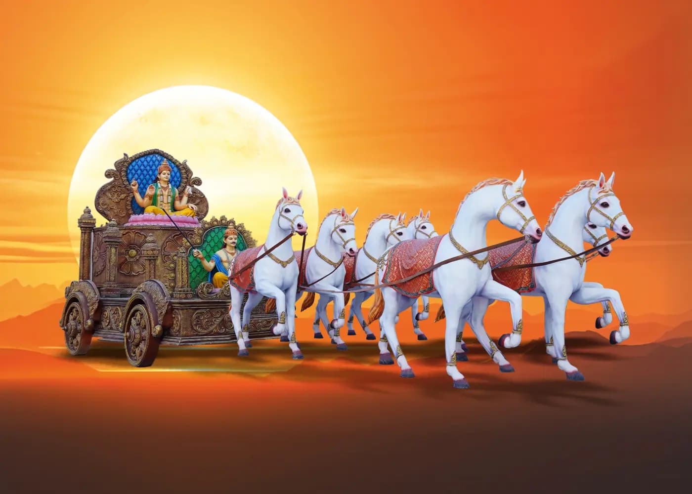 Surya Rath at Chaar Dham Temple Vrindavan showing the divine chariot of Lord Surya.