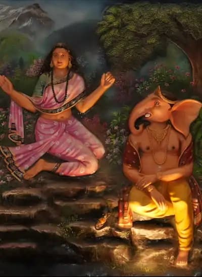 Lord Shiva with Parvati, Ganesha and Kartikeya symbolizing divine wisdom
