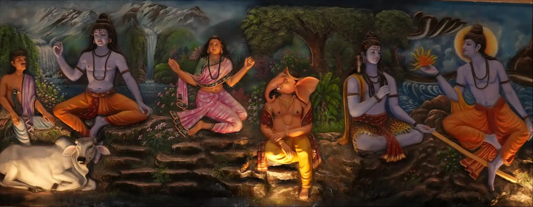 Lord Shiva with Parvati, Ganesha and Kartikeya symbolizing divine wisdom