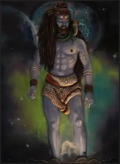 Aghori form of Lord Shiva in deep meditation