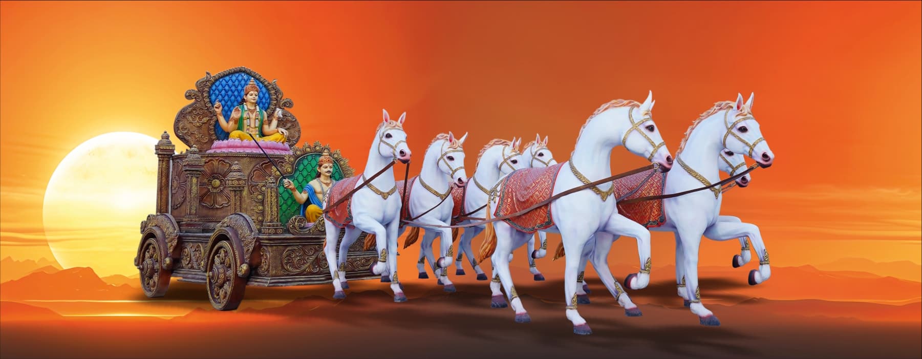 Surya Rath at Chaar Dham Temple Vrindavan showing the divine chariot of Lord Surya.