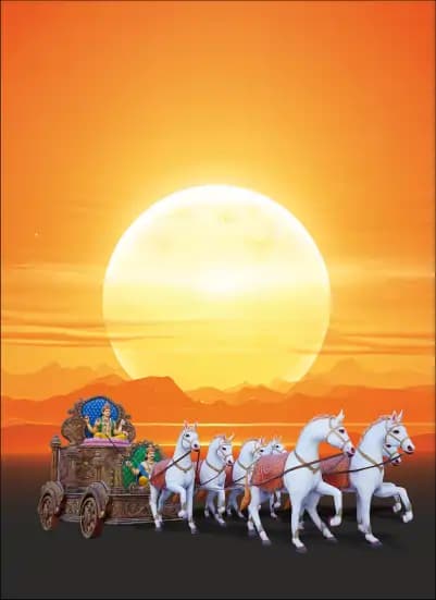 Surya Rath at Chaar Dham Temple Vrindavan showing the divine chariot of Lord Surya.