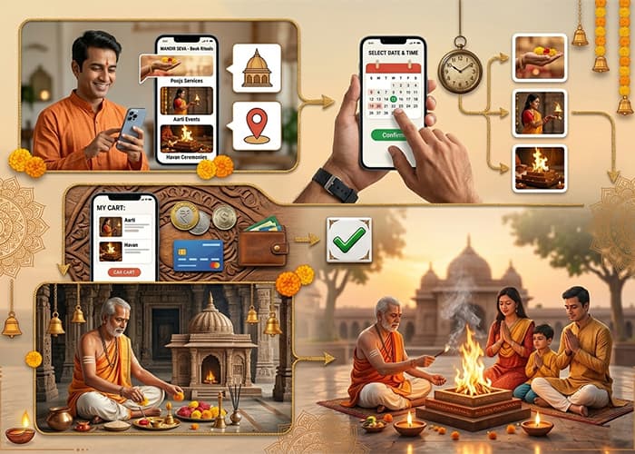 how-to-book-a-pooja-aarti-havan-at-chaar-dham-temple-vrindavan