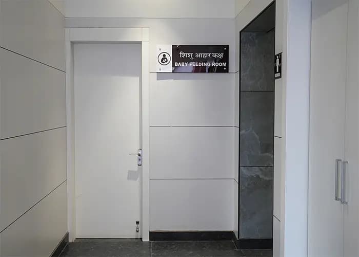 Baby feeding room at Chaar Dham Temple Vrindavan for mothers’ convenience.